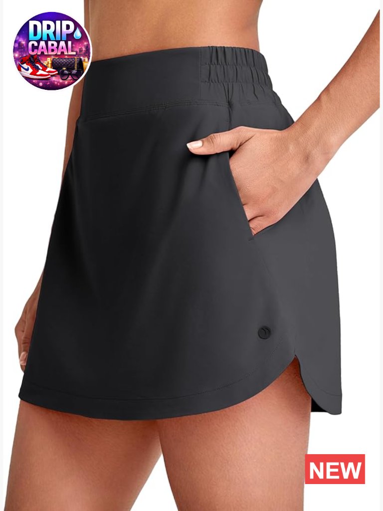 A-Line Golf Skirt With Inner Shorts 4 Pockets High Waist Skort